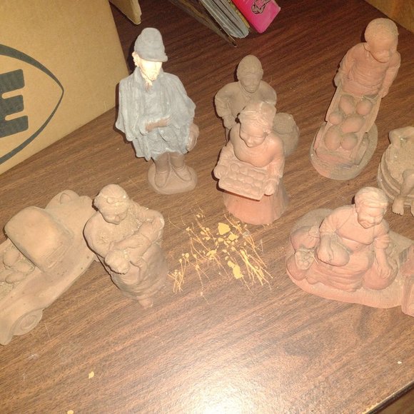 Vintage Clay Figurines - Picture 1 of 6